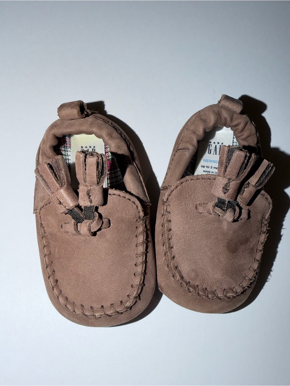 Baby Gap Brown Suede Infant Moccasins. Size Newborn Up to 3 Months